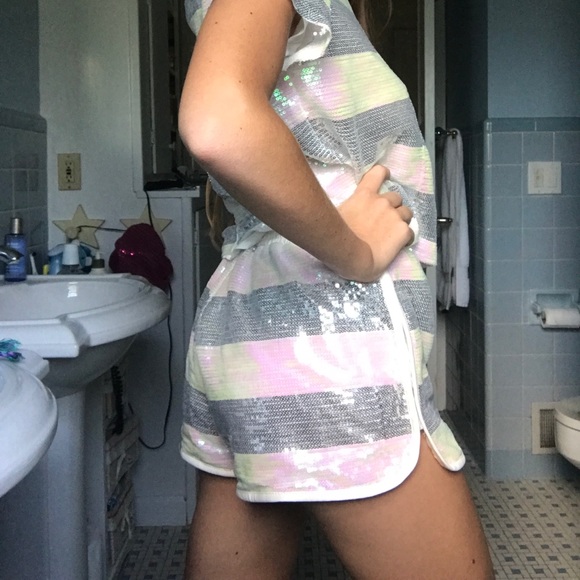 Sequin crop top matching shorts set - Picture 6 of 6